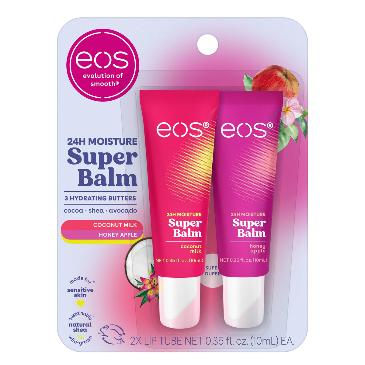 EOS bálsamo labial 24H con coco leche miel, hidratación prolongada para labios