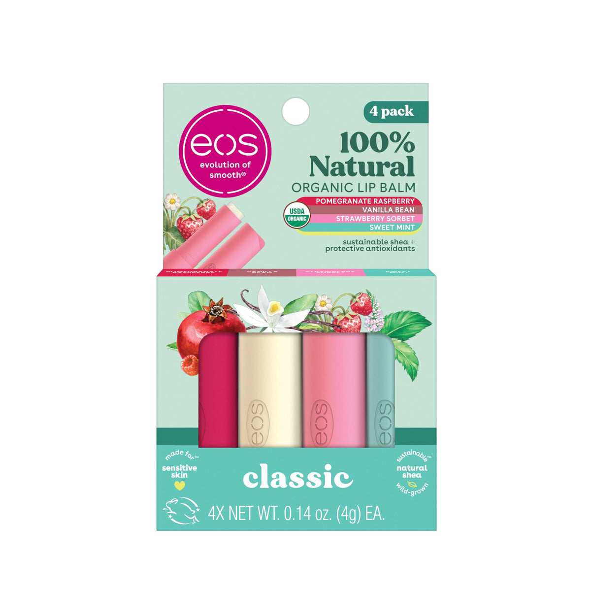 Bálsamo labial eos Sorbet de Fresa: hidratación duradera y aroma frutal.