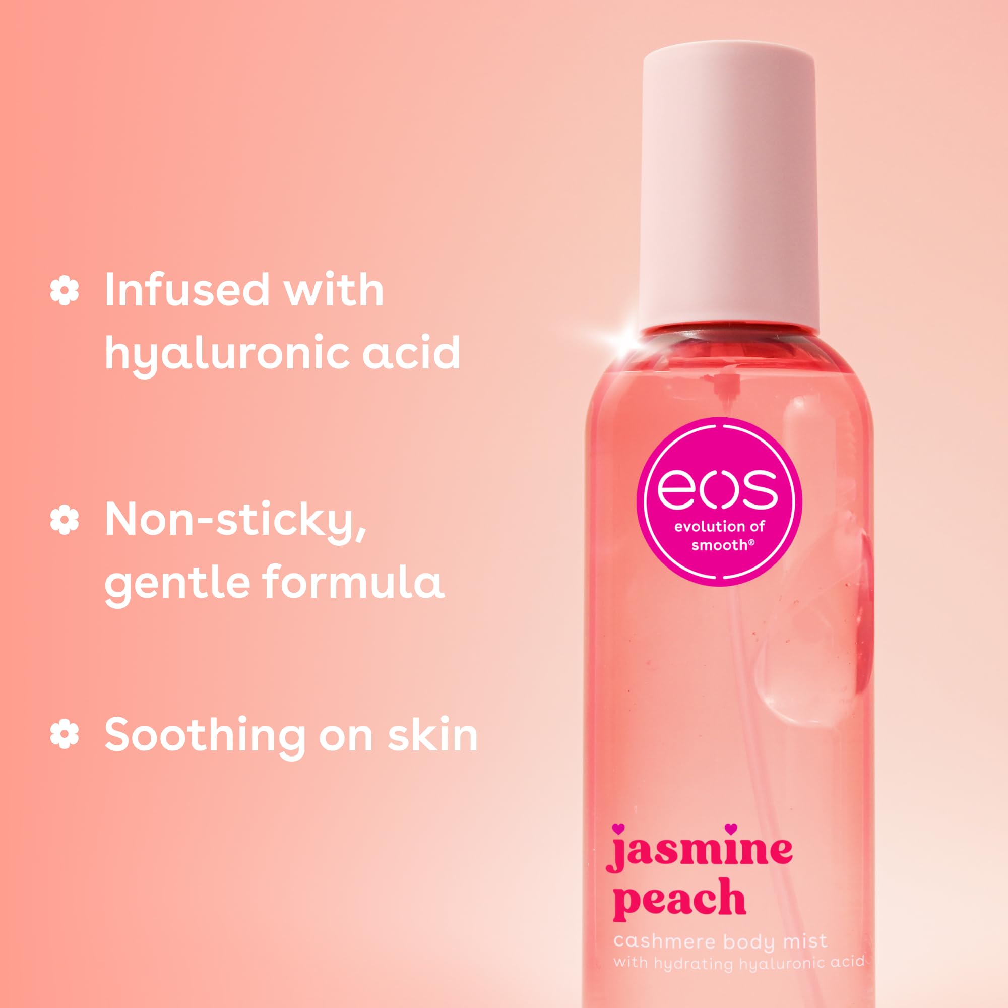 EOS Cashmere Body Mist with aloe for soothing comfort.