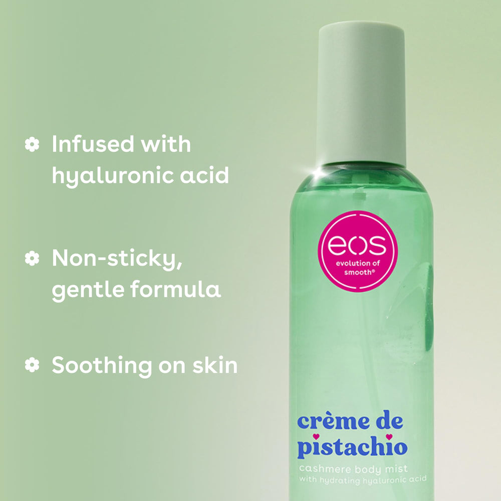 eos Crème de Pistachio on clothes and pillow for subtle aroma refreshment.