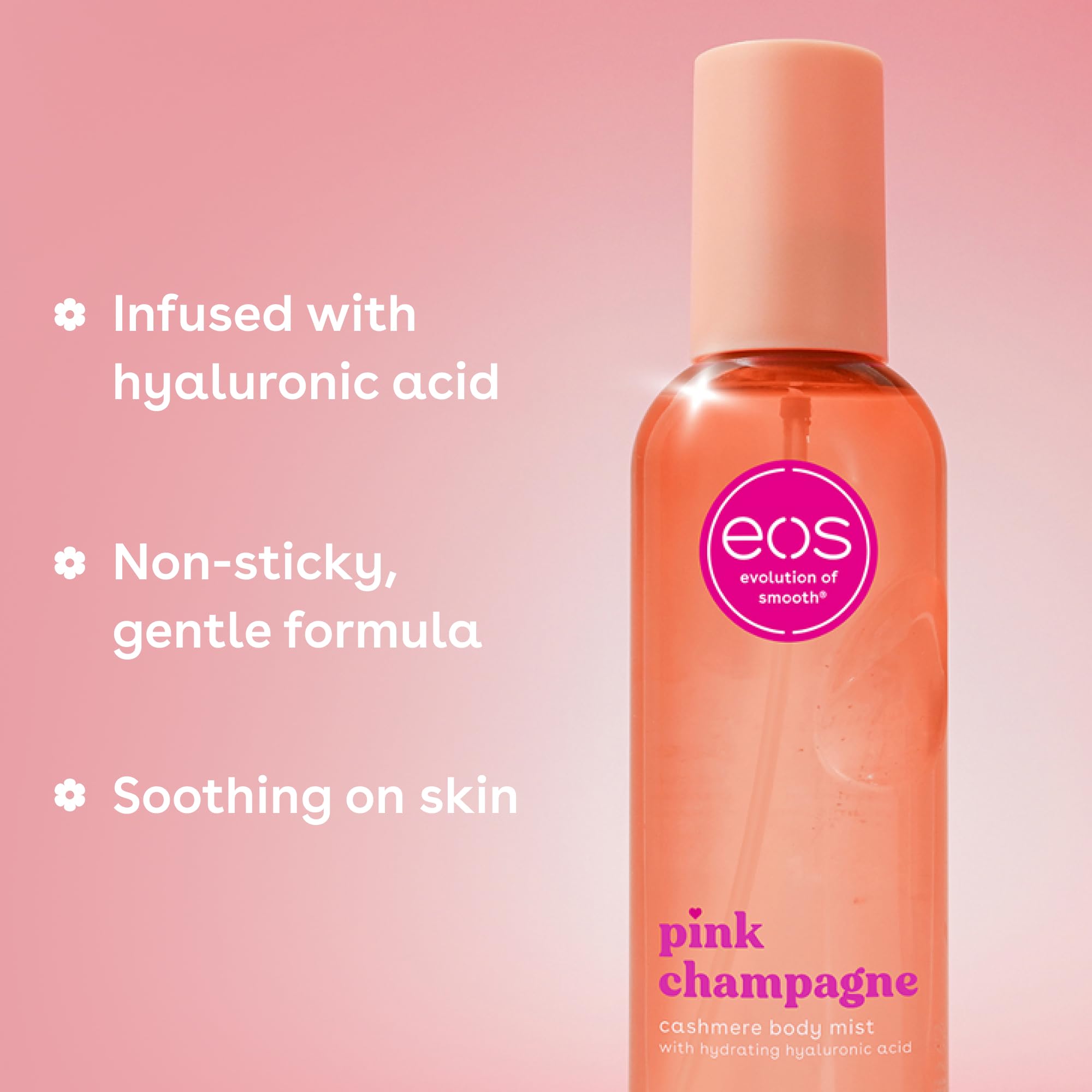 eos Cashmere Body Mist with glycerin for smooth, hydrated skin