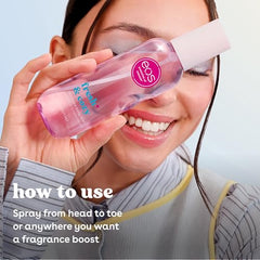 eos Cashmere Body Mist hair-use demonstrates light fragrance and soft moisture