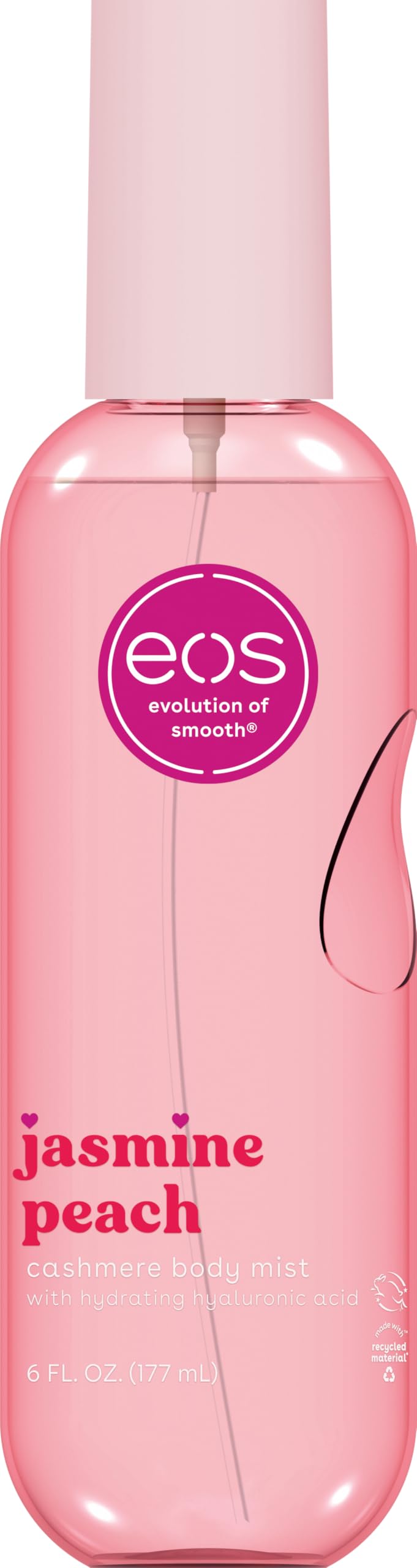 EOS Cashmere Body Mist Jasmine Peach bottle for everyday floral fragrance.