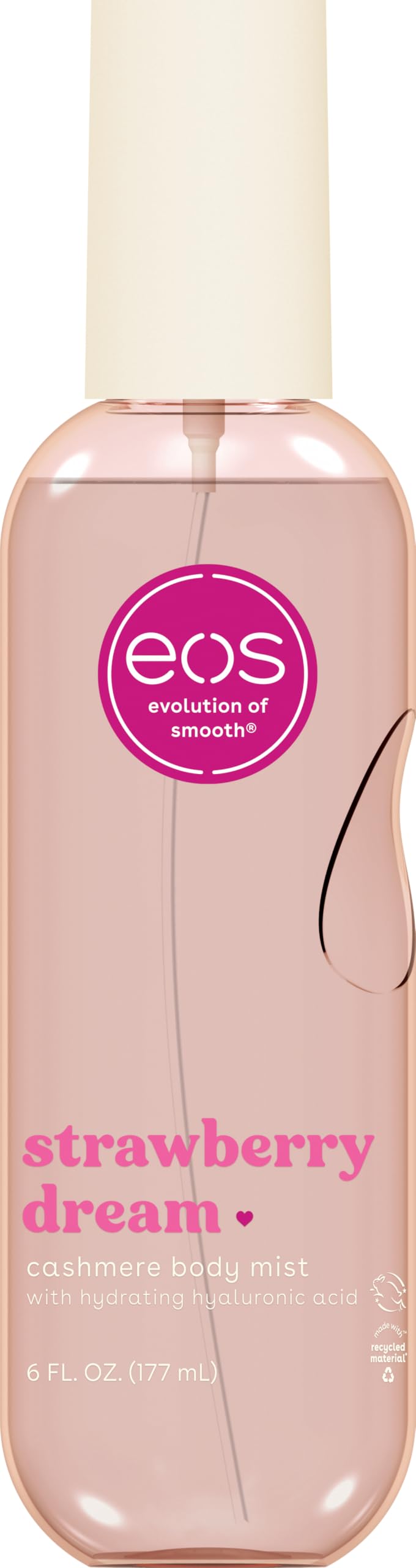 EOS Cashmere Body Mist Strawberry Dream bottle, refreshing head-to-toe fragrance for daily freshness.