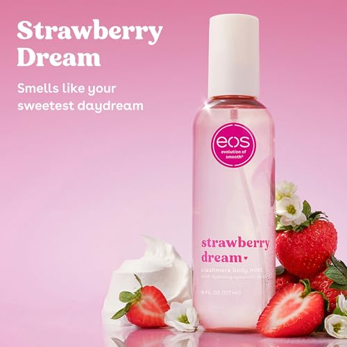 EOS Cashmere Body Mist Strawberry Dream spray in action, a quick fragrance boost.