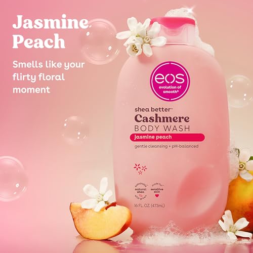 Espuma cremosa de eos Cashmere Jabón Corporal, deja piel suave.