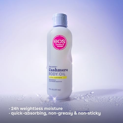eos cashmere oil vanilla aplicación en la piel con brillo natural