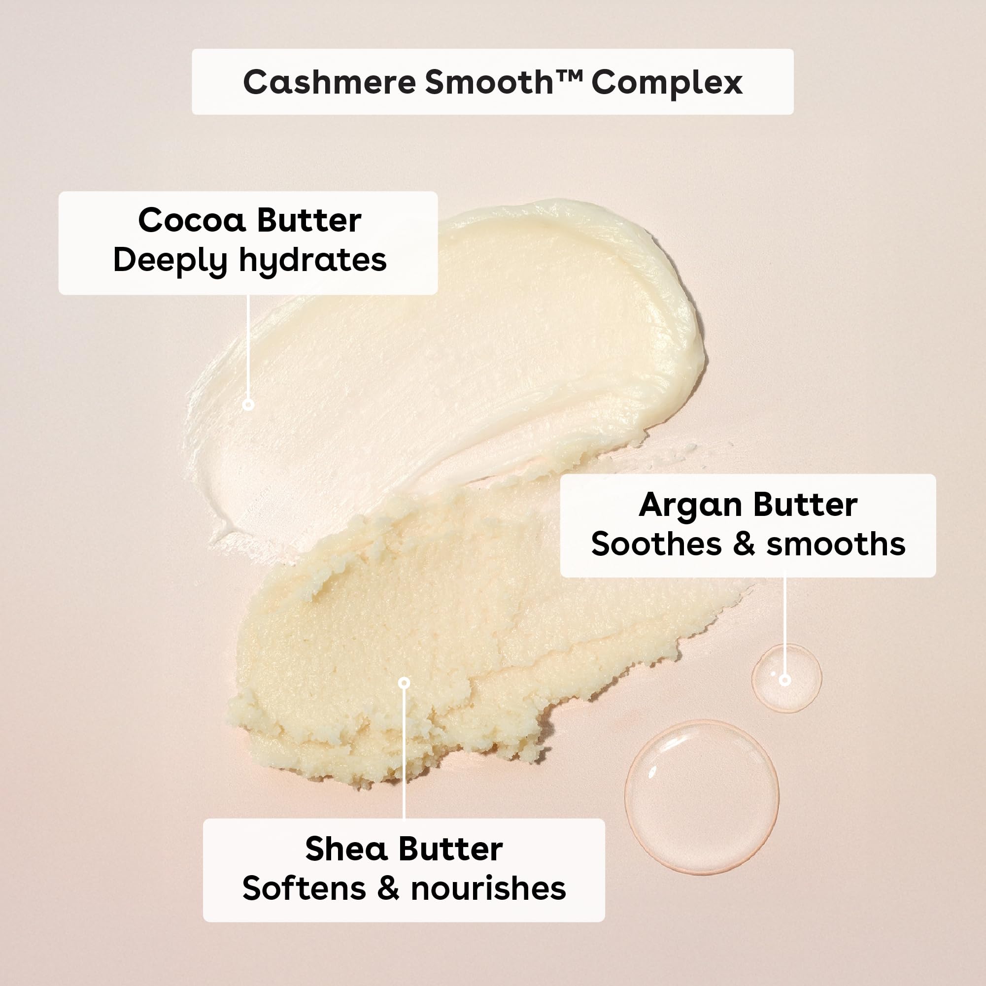 EOS Cashmere Shave Butter cocoa butter close-up for deep hydration.