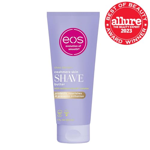 EOS Cashmere Shave Butter non-foaming texture close-up for protective glide.