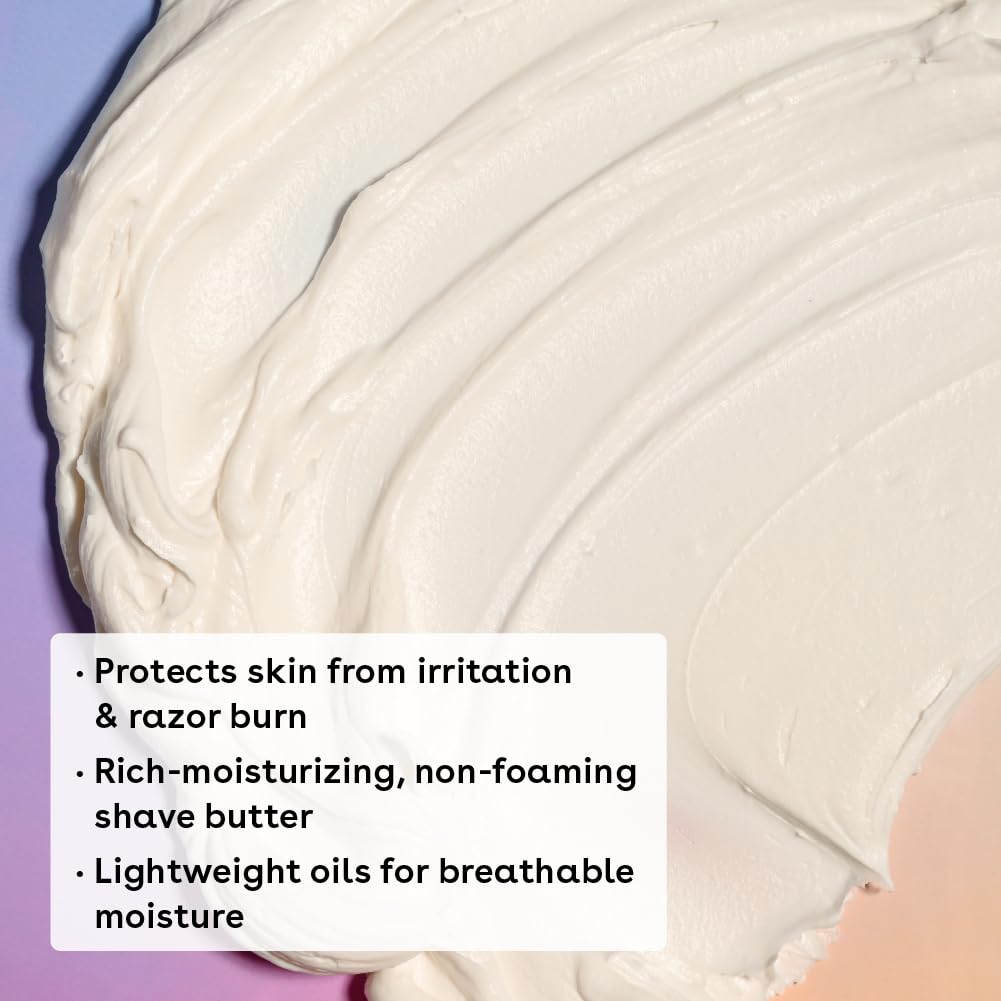 EOS Cashmere Shave Butter shea butter close-up for nourished skin.
