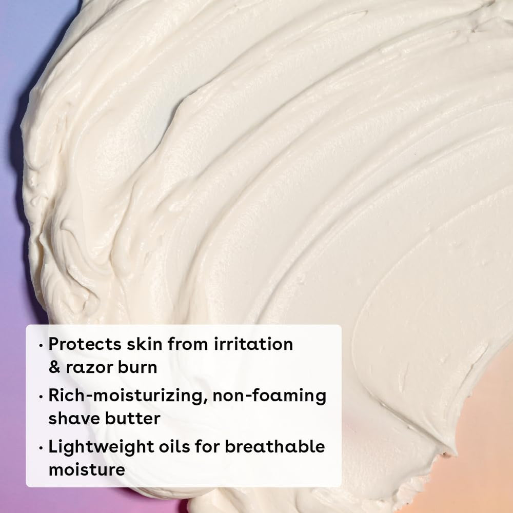 EOS Cashmere Shave Butter shea butter close-up for nourished skin.
