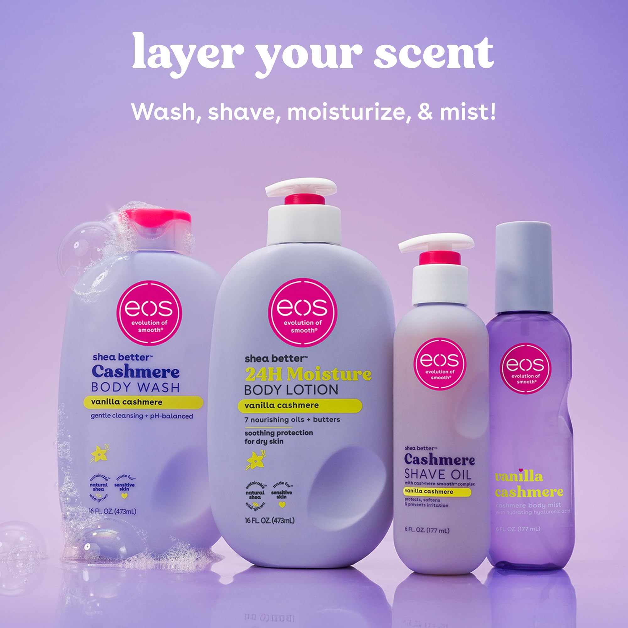 Skin glow after using eos Cashmere Shave Oil with smooth, hydrated feel
