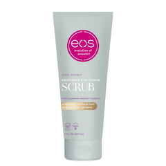 eos Cashmere Skin Collection: botella muestra exfoliante pre-afeitado para un afeitado cómodo