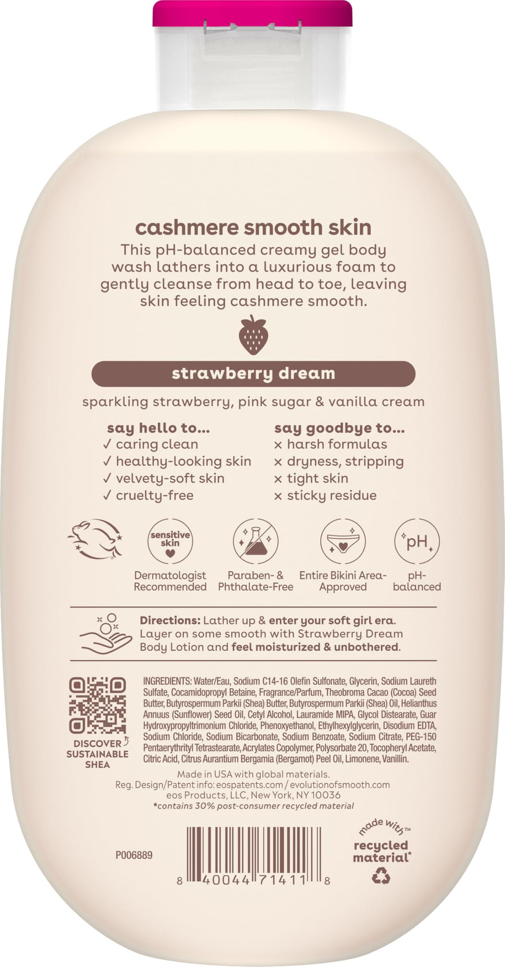 Uso diario con EOS Cashmere para cuidado corporal completo.
