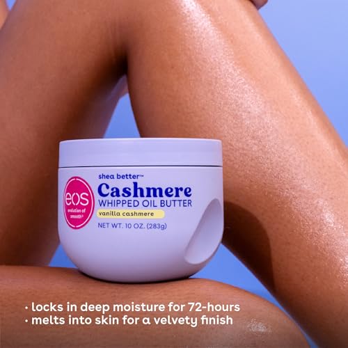 Aroma vainilla de eos Cashmere Whipped Oil Butter envuelve la piel.