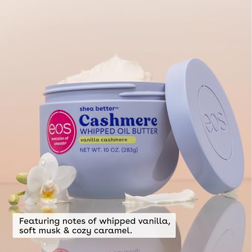 Textura espesa de eos Cashmere Whipped Oil Butter que se funde al aplicar.