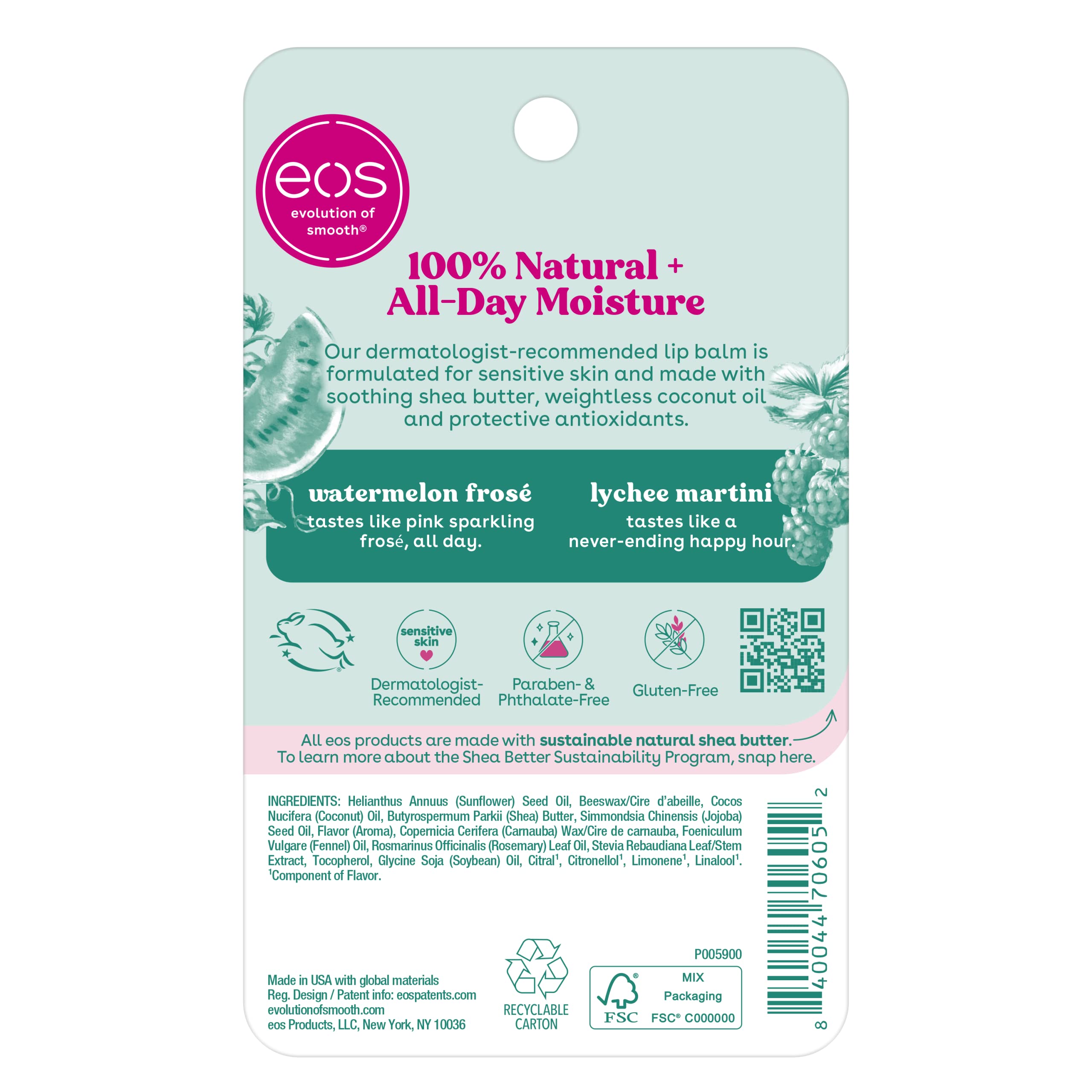 eos cruelty-free and dermatologist-recommended lip care logo