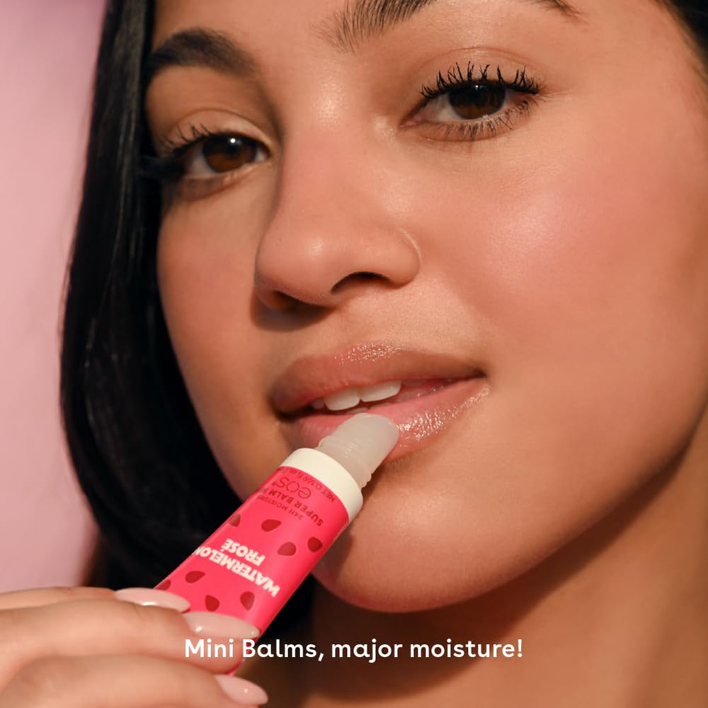 EOS Cucumber Honeydew mini balm application ideal for soothing lips.