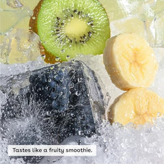 Bálsamo eos Amanecer Batido, sabor frambuesa kiwi, sensación fresca para labios.