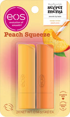 eos Flavor Lab Peach Yuzu lip balm jar for silky, hydrated lips.