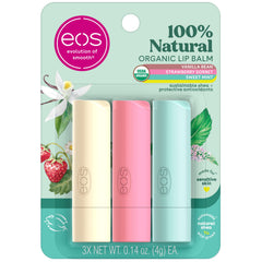 El bálsamo eos vainilla-frontal ofrece hidratación suave y sabor agradable durante todo el día.
