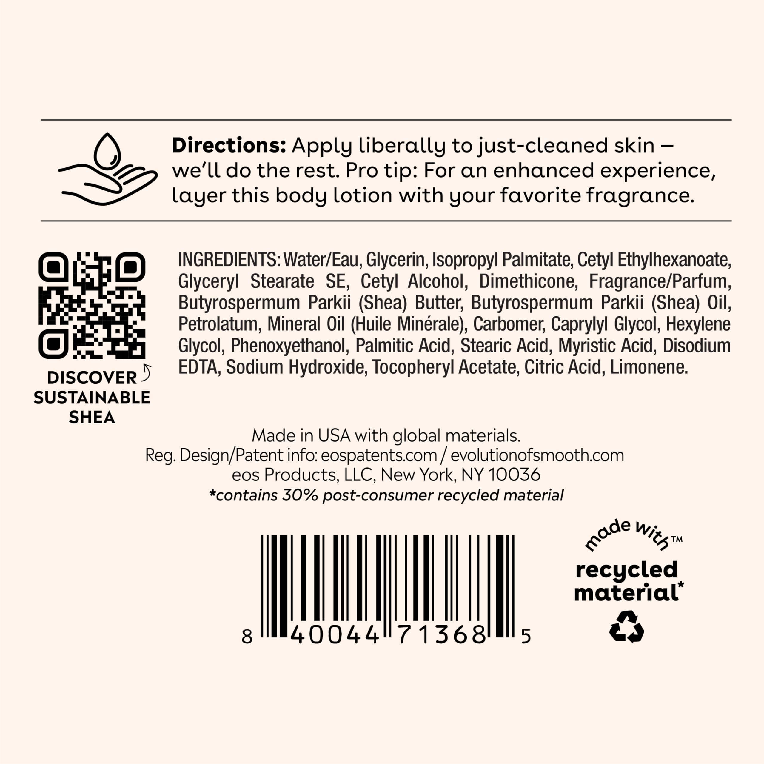 EOS Loción corporal, aroma duradero para uso diario