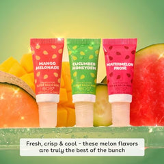 EOS Mango Melonade mini balm application with fruity scent for quick lip refresh.
