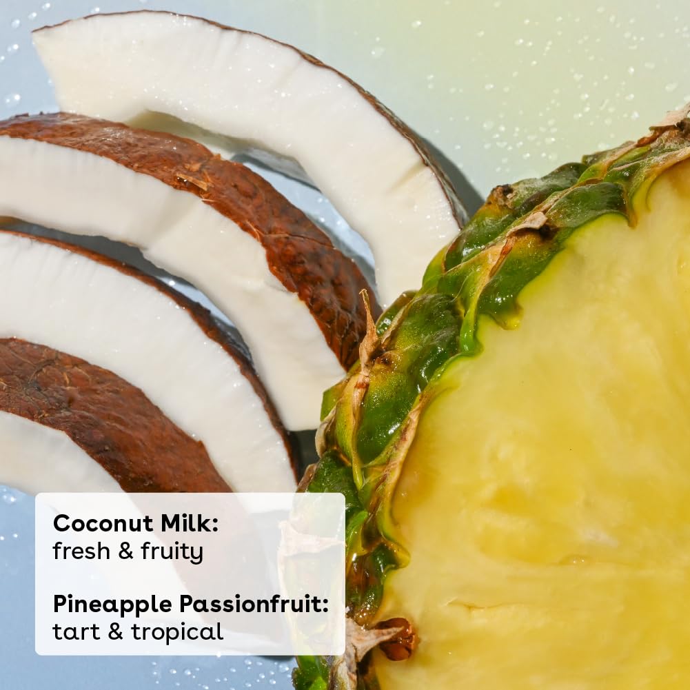 EOS pineapple passionfruit flavor swatch highlights bright aroma and smooth finish.