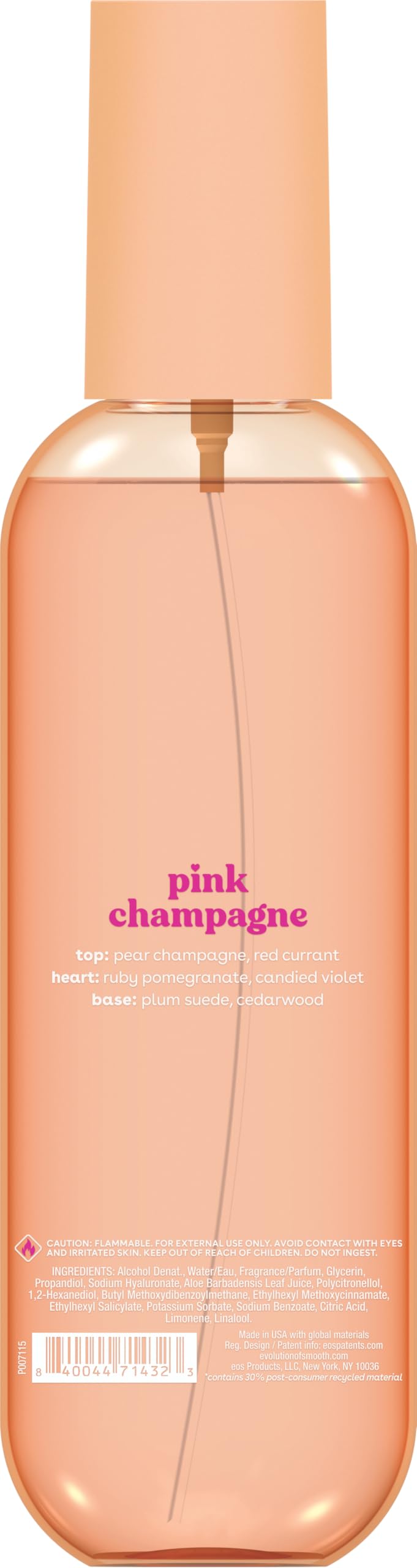 eos Pink Champagne cruelty-free vegan packaging label