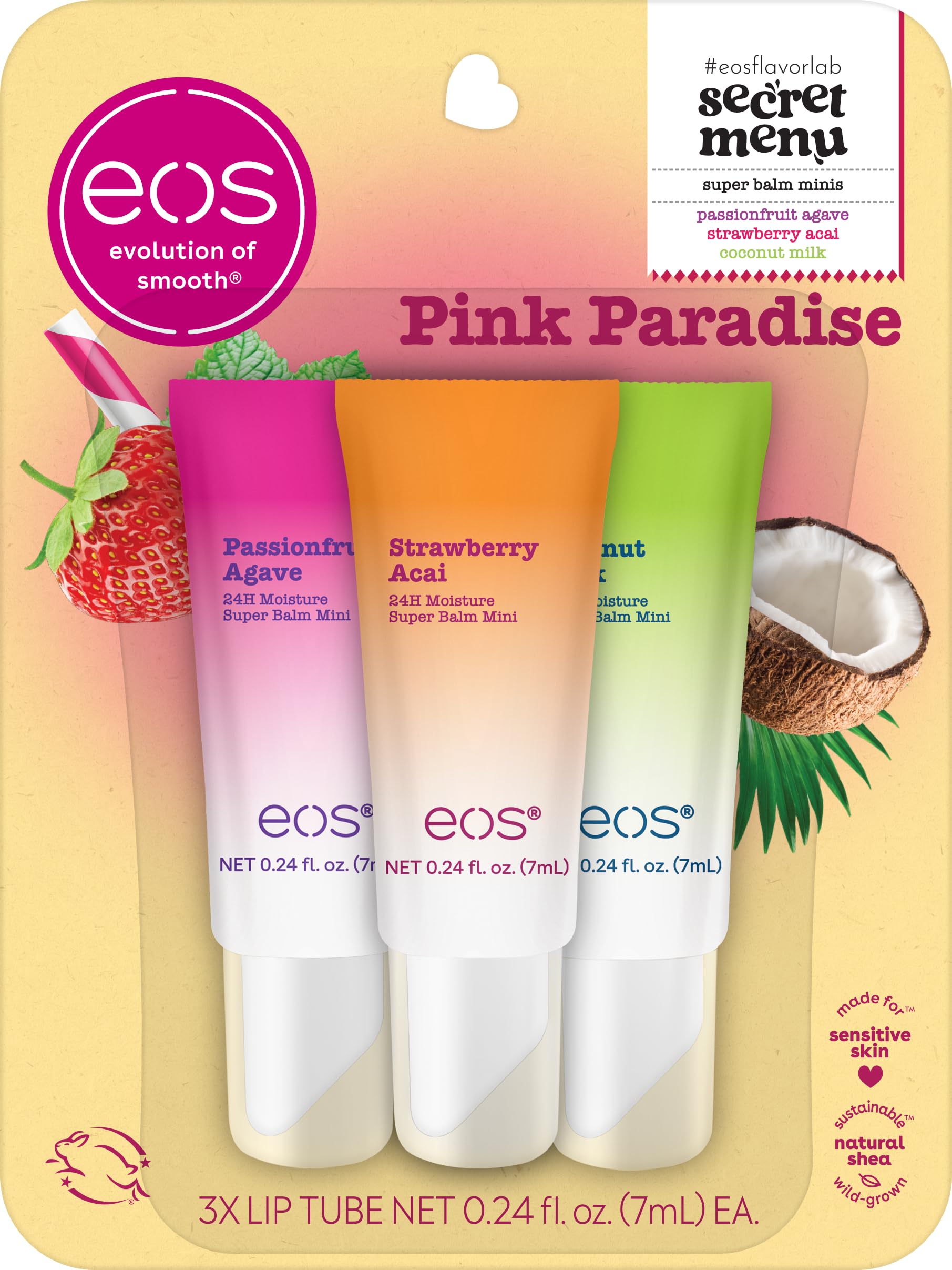 Bálsamo EOS Pink Paradise mini, ideal para llevar en el bolso.