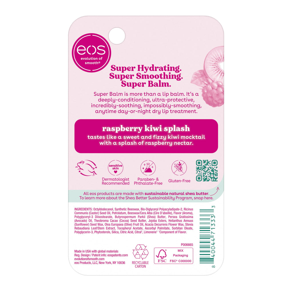 EOS Raspberry Kiwi Splash routine image suggests everyday lip nourishment.