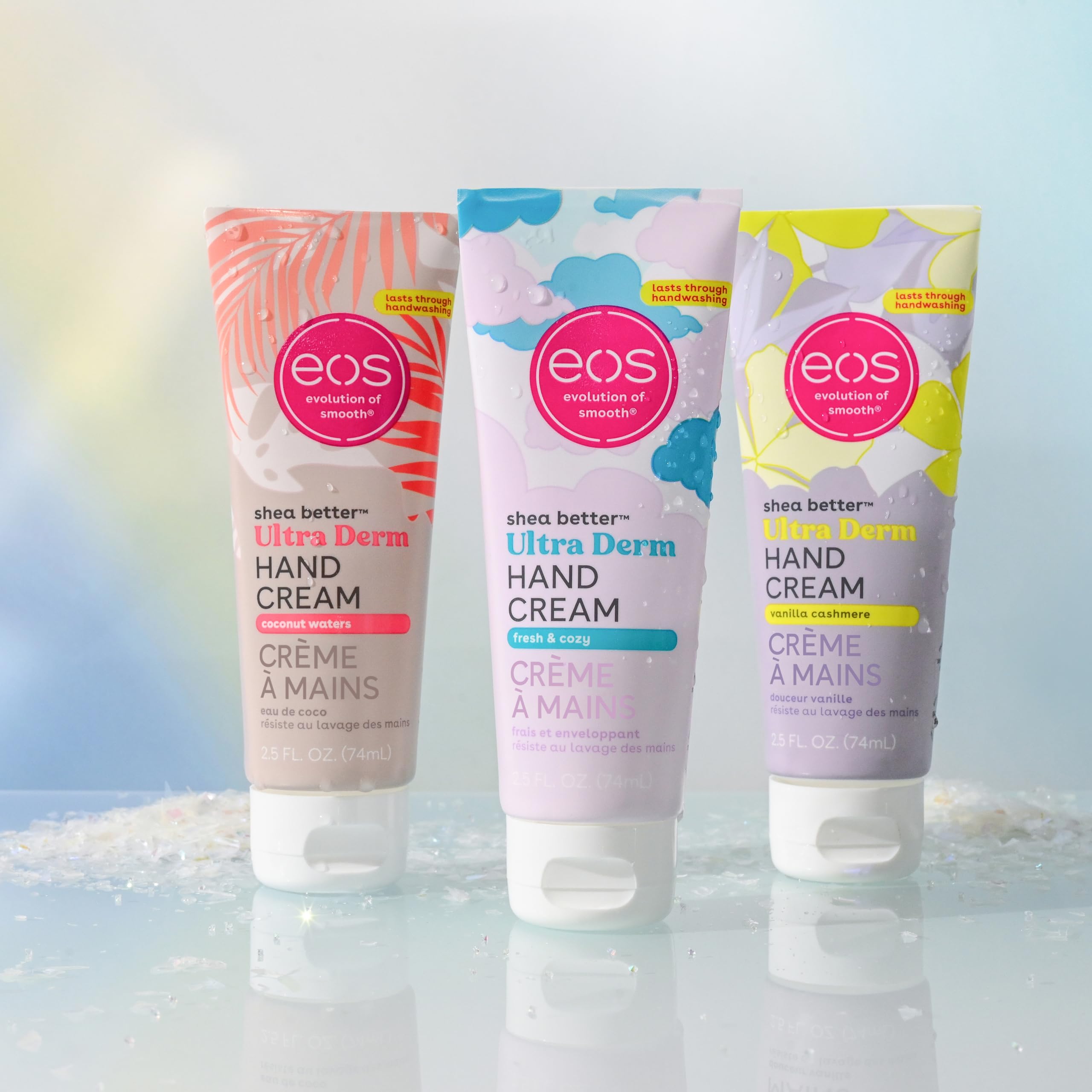 EOS Fresh & Cozy fragrance swatch hints morning light and dewy cassis aroma