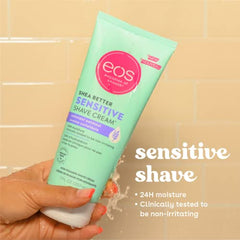eos Shea Better Sensitive Skin Shave Cream two-pack back view with ingredients and safety notes