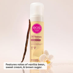 Close-up of EOS Vanilla Bliss texture, highlighting creamy, moisturizing formula.