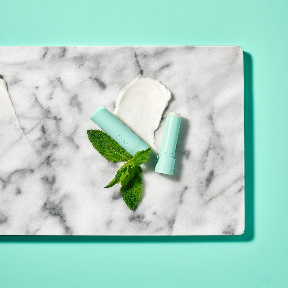 EOS Sweet Mint lip balm twist-up close-up for easy, mess-free hydration