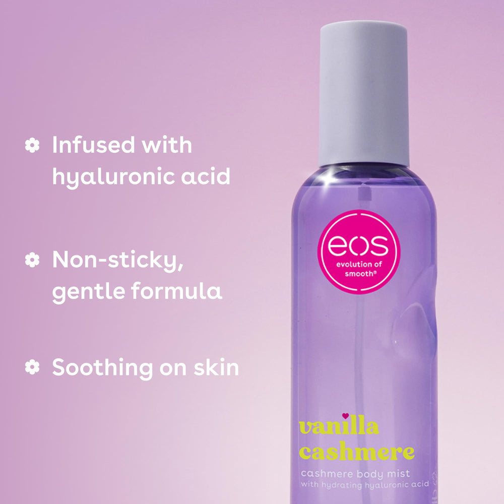 eos Vanilla Cashmere layering with body wash for longer-lasting fragrance.