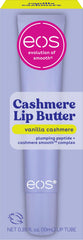EOS Vanilla Cashmere lip butter close-up shows creamy texture and hydration.