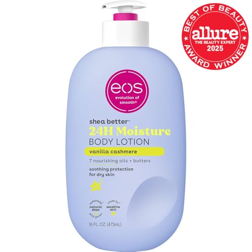 Textura ligera de eos Vanilla Cashmere para piel suave sin grasa.