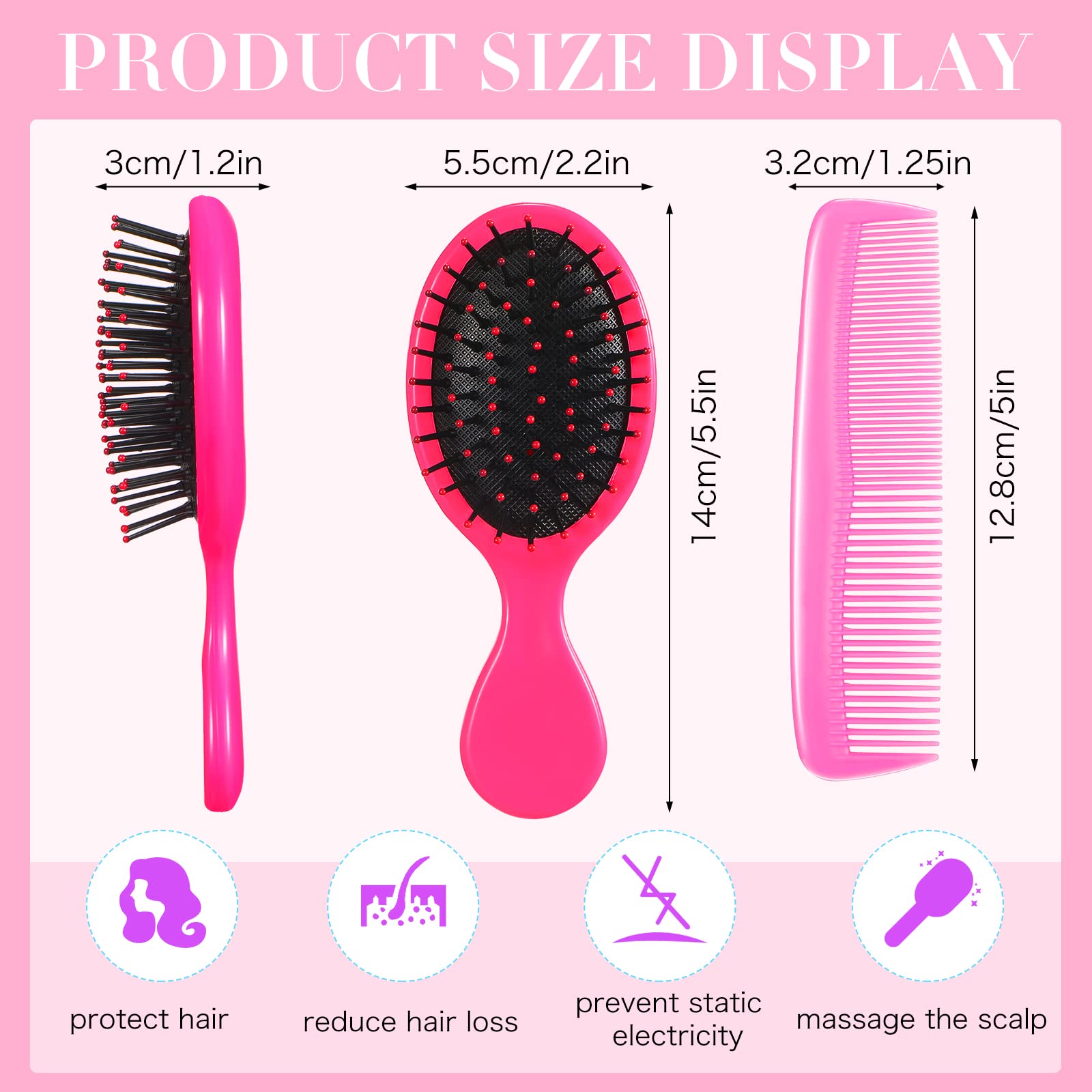 Epakh detangler mini brush with cushion teeth for gentle knot removal.