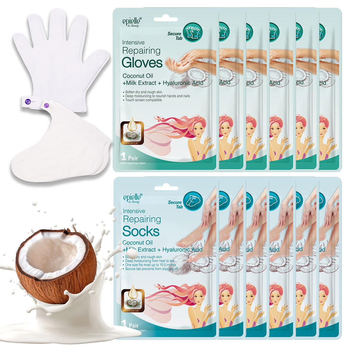 Epielle hand mask gloves pack for quick at-home hydration and soft hands.