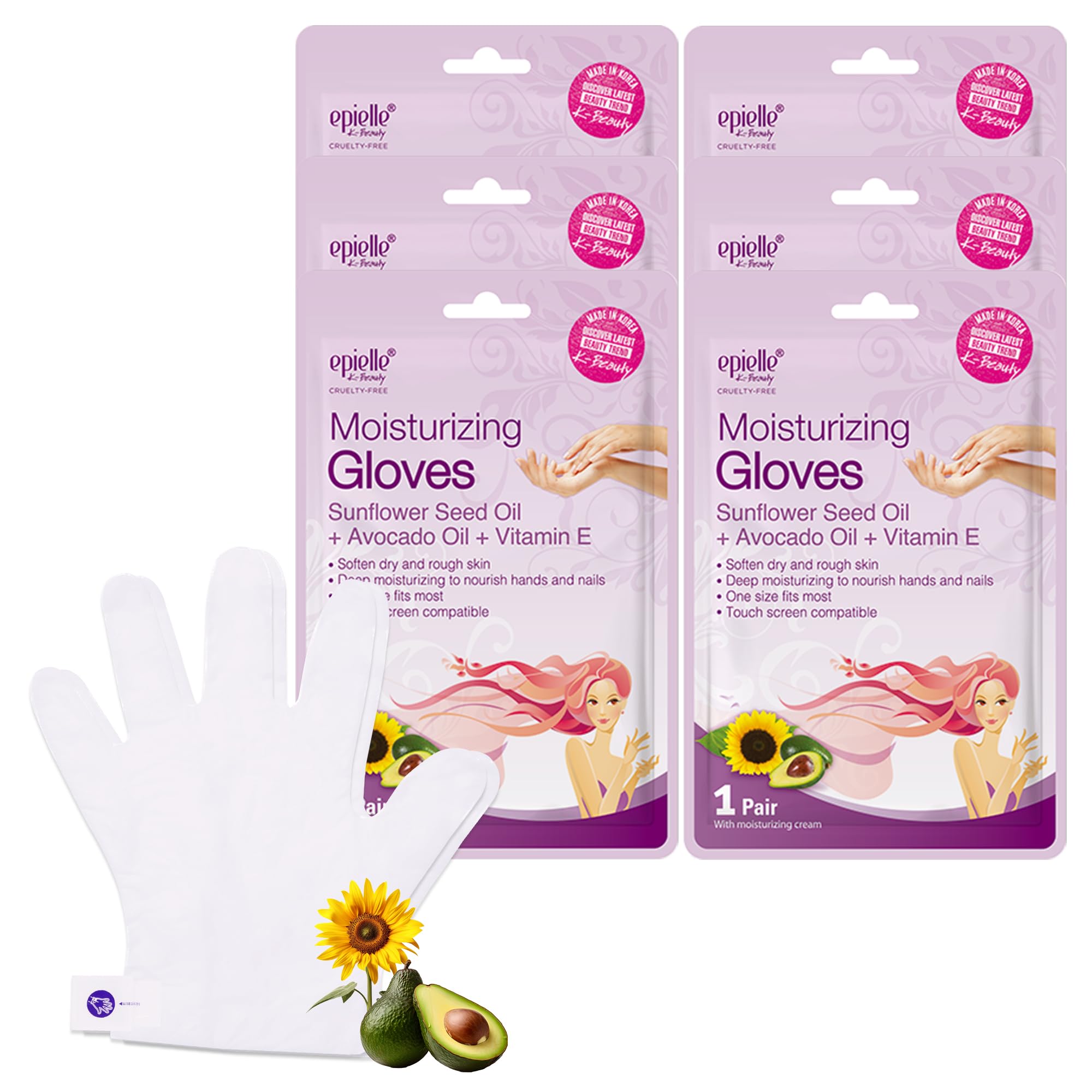 Epielle manos hidratación: mascaras para manos con 6 pares para hidratación profunda.