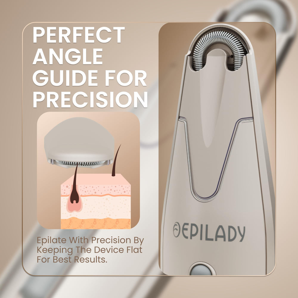 Silky-smooth skin after gentle hair removal with Epilady Esthetic Pearl.