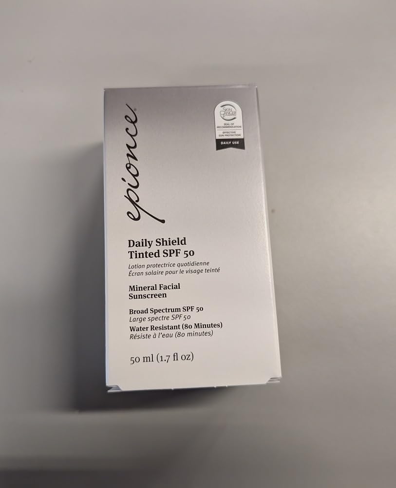 Epionce Daily Shield tinted SPF 50 on face during morning routine