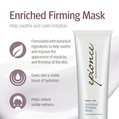 Epionce Enriched Firming Mask jar closeup emphasizes shea butter for soothing, creamy softness.