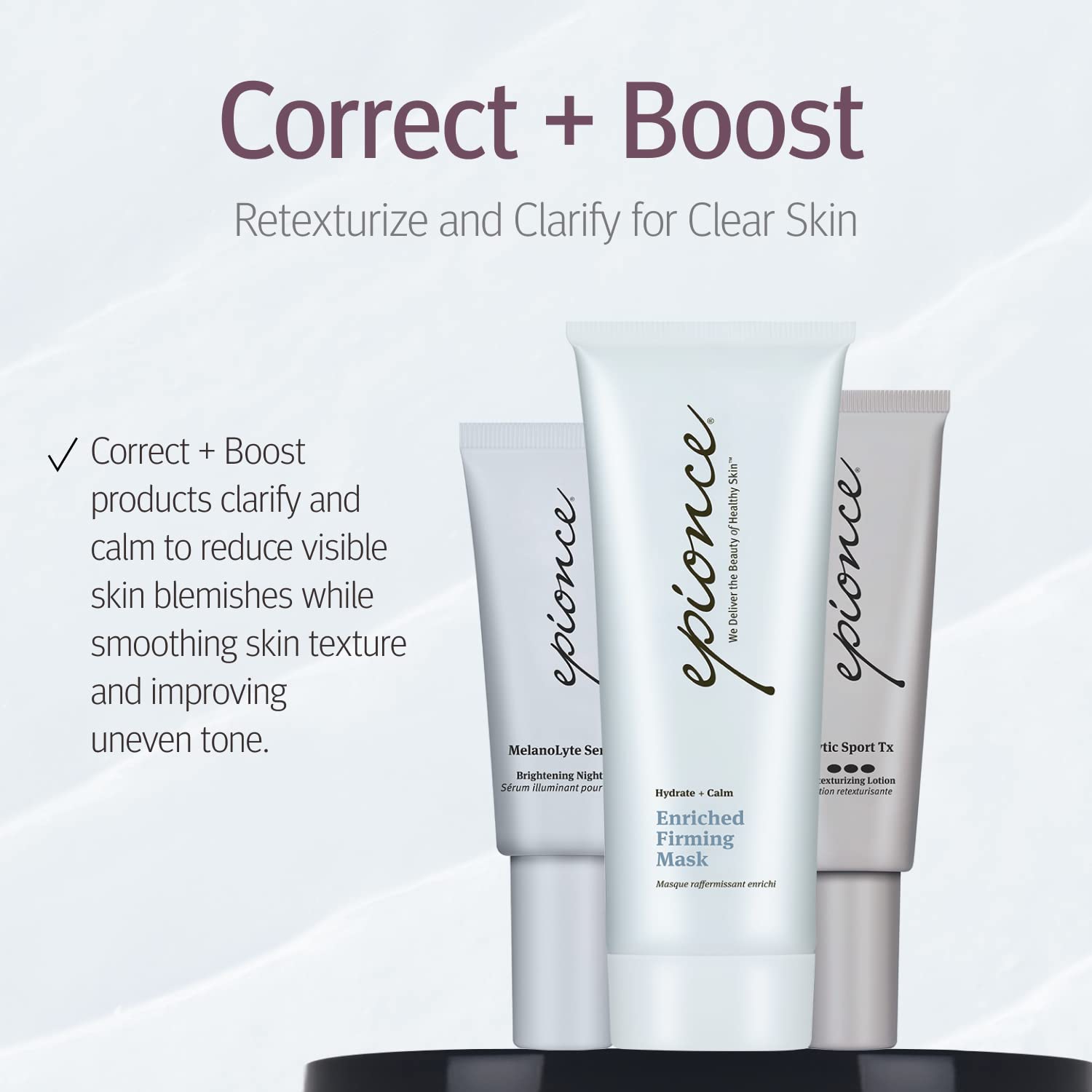 Epionce Enriched Firming Mask 5-10 minute timer suggests a quick, refreshing treatment.