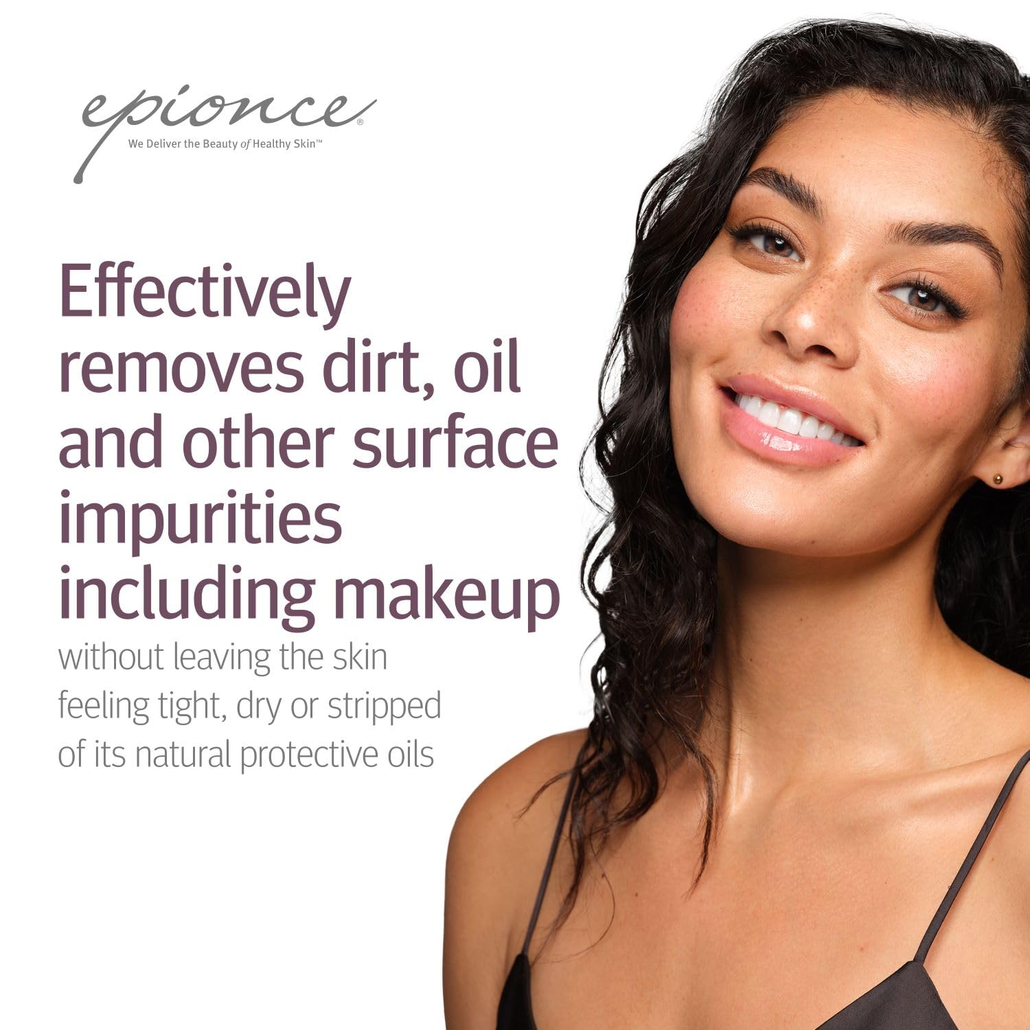 Epionce Gentle Foaming Cleanser label detail highlights product quality and branding.