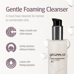 Epionce Gentle Foaming Cleanser pump dispenser for easy makeup removal.