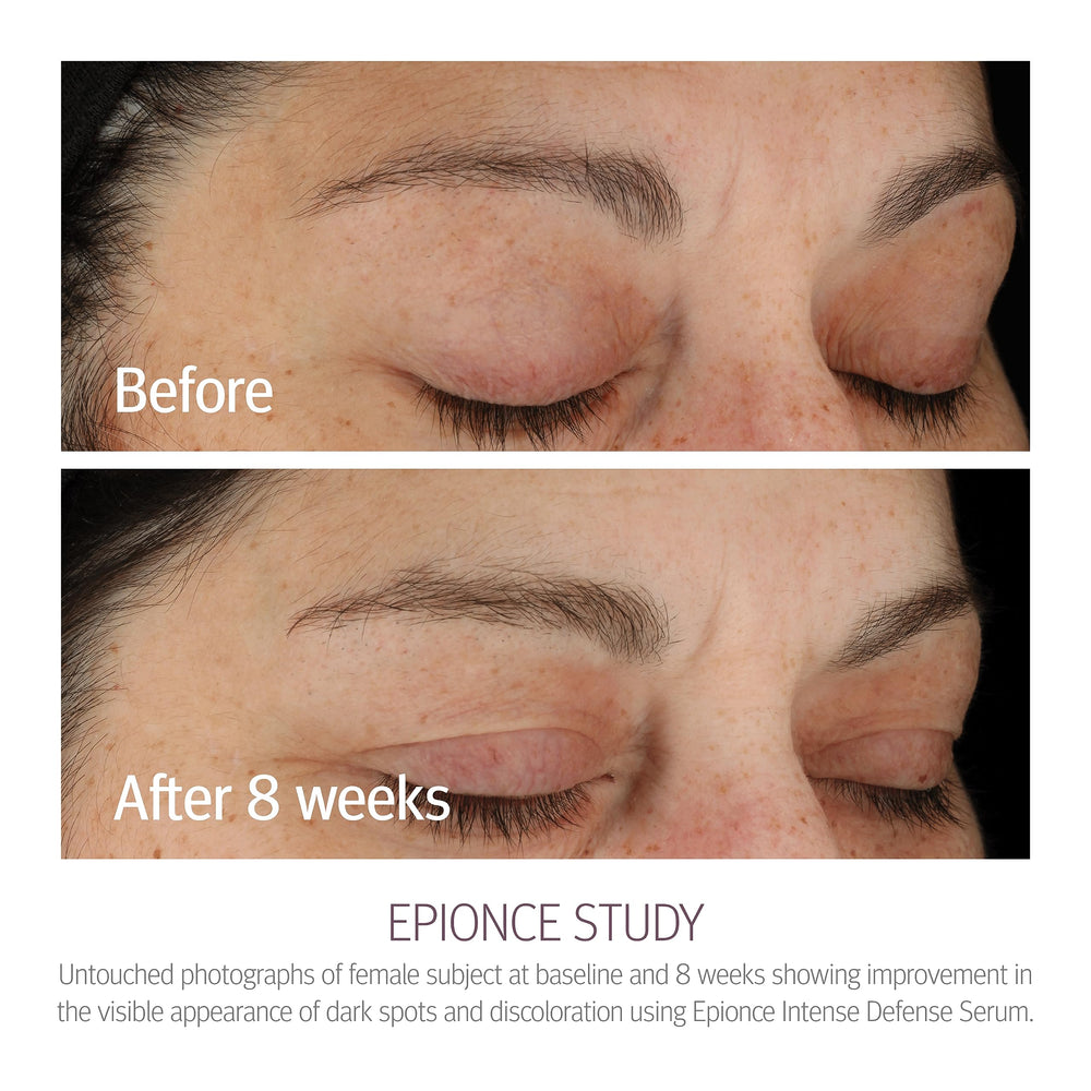 Epionce Intense Defense Serum texture swirled on skin for absorption.