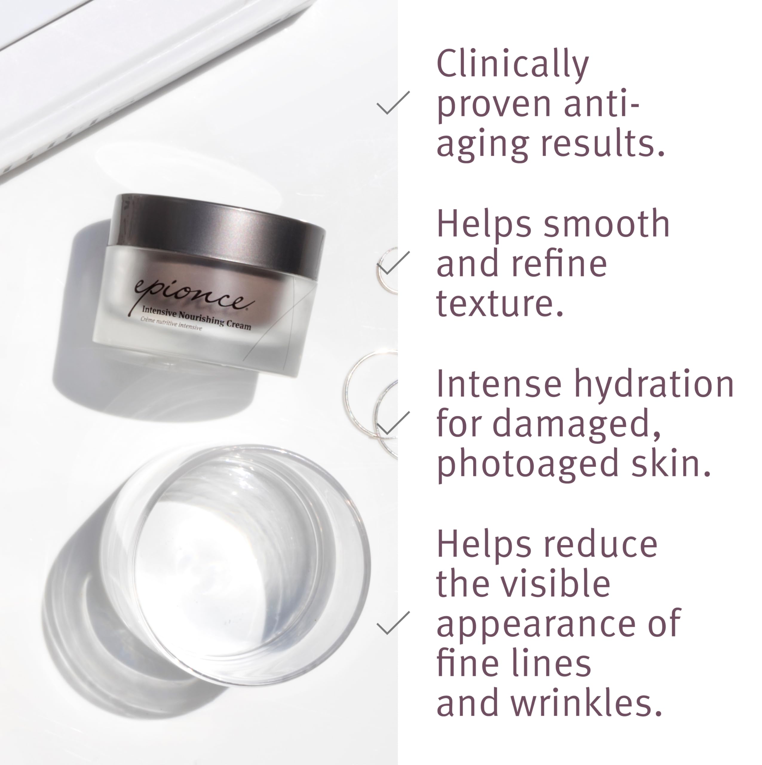 Epionce Intensive Nourishing Cream ceramides glow highlights protective ceramides and resilience.