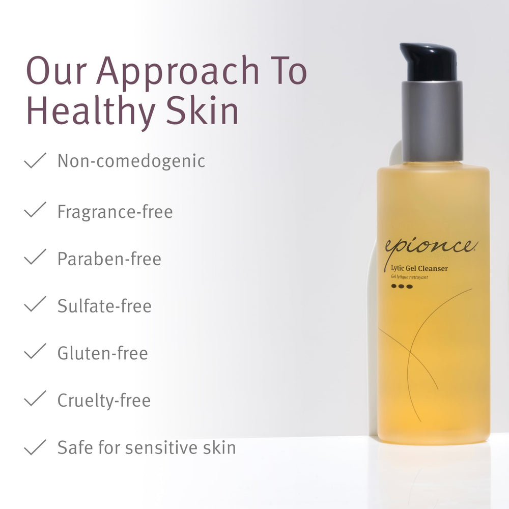 Rinsing Epionce Lytic Gel Cleanser off with warm water for clean finish